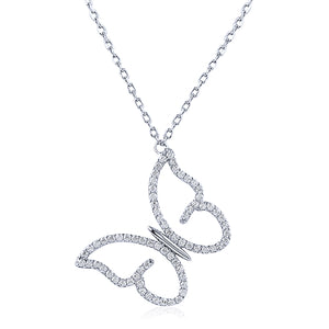 Silver Butterfly Necklace with CZ