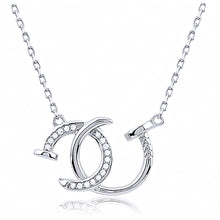 Load image into Gallery viewer, Silver Double Nail Necklace with CZ
