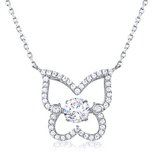 Charger l&#39;image dans la galerie, Silver Butterfly Necklace with Dancing CZ in the Center and CZ
