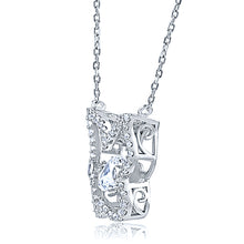 Charger l&#39;image dans la galerie, Silver Butterfly Necklace with Dancing CZ in the Center and CZ
