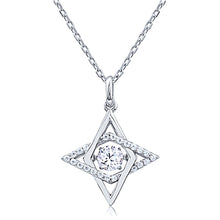 Load image into Gallery viewer, Silver Necklace with CZ and Dancing CZ Center Stone
