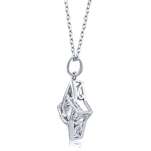 Silver Necklace with CZ and Dancing CZ Center Stone