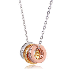 Load image into Gallery viewer, Silver Circle Necklace Tricolor with CZ
