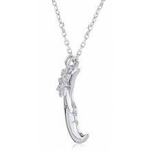 Load image into Gallery viewer, Silver Moon and Star Necklace with CZ
