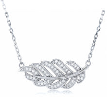 Load image into Gallery viewer, Silver Leaf Necklace with CZ
