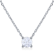 Load image into Gallery viewer, Silver Solitaire Necklace with White CZ
