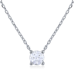 Silver Solitaire Necklace with White CZ