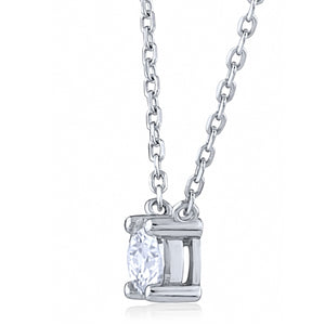 Silver Solitaire Necklace with White CZ