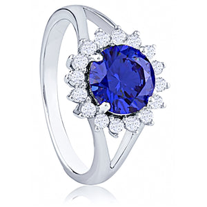 Silver Ring with Tanzanite Color Center Stone