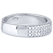 Load image into Gallery viewer, Silver Wedding Band Ring with CZ
