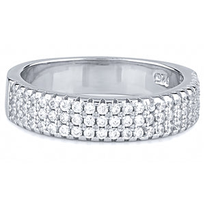 Silver Wedding Band Ring with CZ