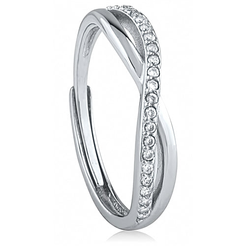 Silver Adjustable Ring with CZ