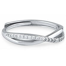 Load image into Gallery viewer, Silver Adjustable Ring with CZ
