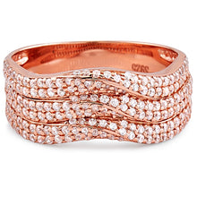 Charger l&#39;image dans la galerie, Silver Rose Gold Plated Ring with CZ
