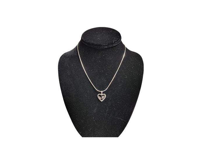 Sterling Silver with Rhodium Heart Necklaces