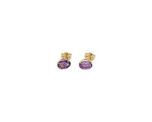 Load image into Gallery viewer, Yellow Gold Genuine Amethyst Earrings
