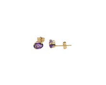 Load image into Gallery viewer, Yellow Gold Genuine Amethyst Earrings
