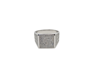 Sterling Silver With Rhodium, Cubic Zirconia Men’s Ring