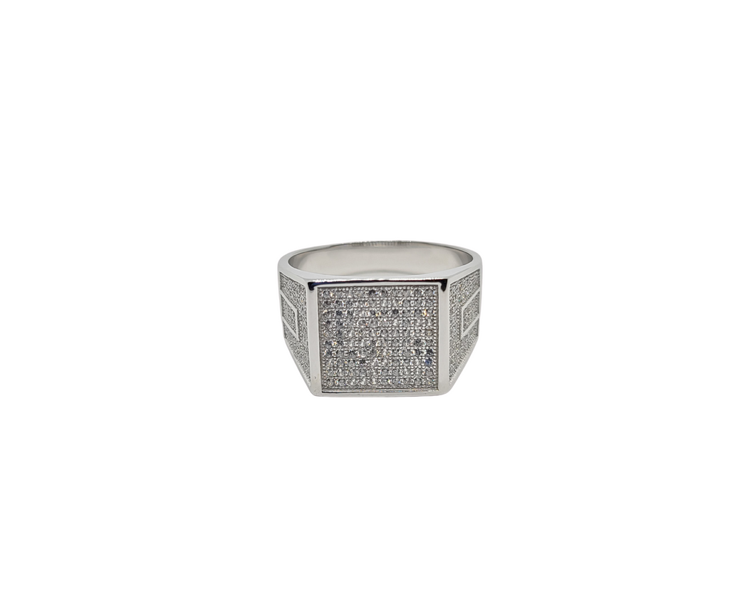 Sterling Silver With Rhodium, Cubic Zirconia Men’s Ring