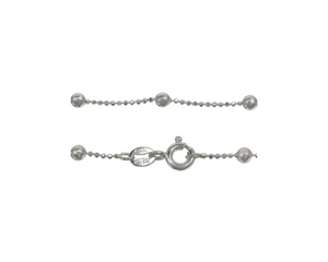 Sterling Silver Diamond Cut Bead Chain with Ball Anklet